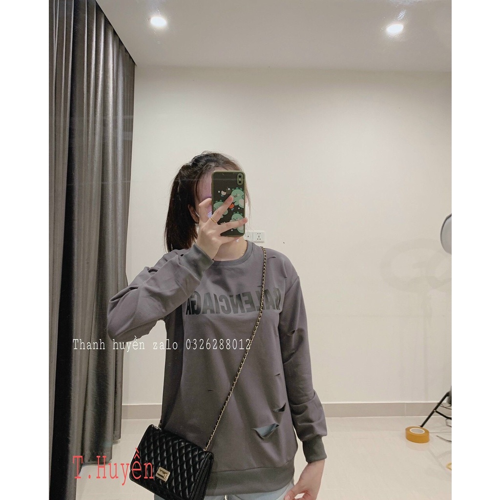 [Ảnh thật] Áo nỉ balenciaga rách cực chất, áo nỉ đôi nam nữ freesize | BigBuy360 - bigbuy360.vn