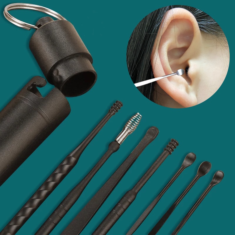 Set 7 dụng cụ lấy ráy tai bằng thép không gỉ nhỏ gọn an toàn cao cấp