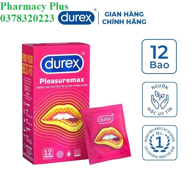 Bao cao su Durex Pleasuremax 3-12 bao. Thăng hoa cảm sú. Phân phối bởi DKSH Việt Nam Cam kết hàng thật 100%