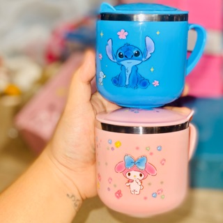 Ly quai inox - nắp kín Stitch Kitty