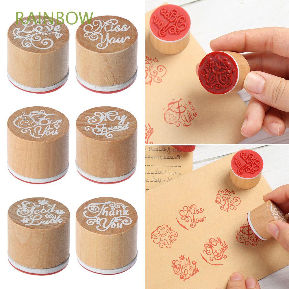 Con Dấu Gỗ In Chữ Thank You Màu Cầu Vồng Trang Trí Sổ Tay Thời Trang