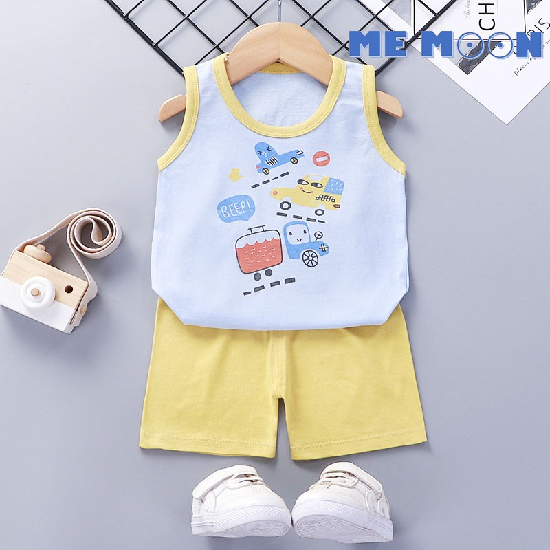 Bộ đồ quần áo trẻ em mùa hè 3 lỗ - Bé trai và gái vải cotton co giãn 4 chiều thấm hút mồ hôi bé từ 1-5 tuổi BĐON01-02