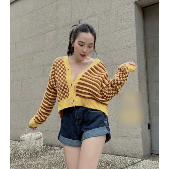 Áo Khoác Cadigan Vàng Siêu Hot Hit- Áo Cadigan Vàng Phối Siêu Hot Hit- Hàng Quảng Châu Cao Cấp ( Ảnh Sàn Shop Chụp Thật)