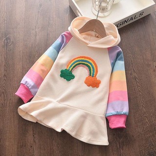 Áo váy hoạ tiết cầu vồng xinh xắn cho bé