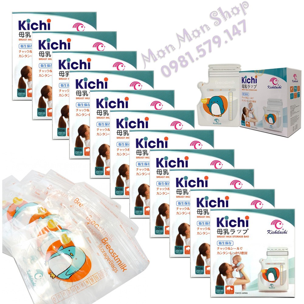 Combo sỉ 15 hộp 50 túi trữ sữa Kichilachi 250ml