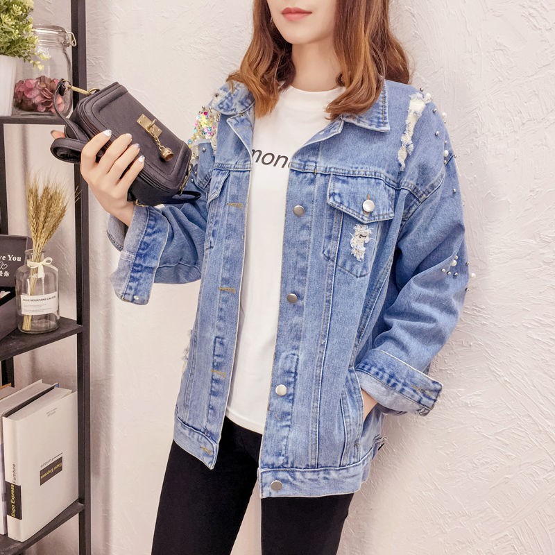 Áo Khoác Denim Dáng Rộng Size Lớn Thời Trang Mùa Xuân Hàn Quốc