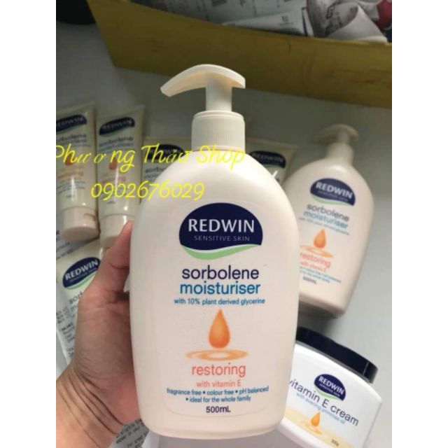 Kem dưỡng thể #REDWIN Sorbolene moisturiser Restoring With Vitamin E