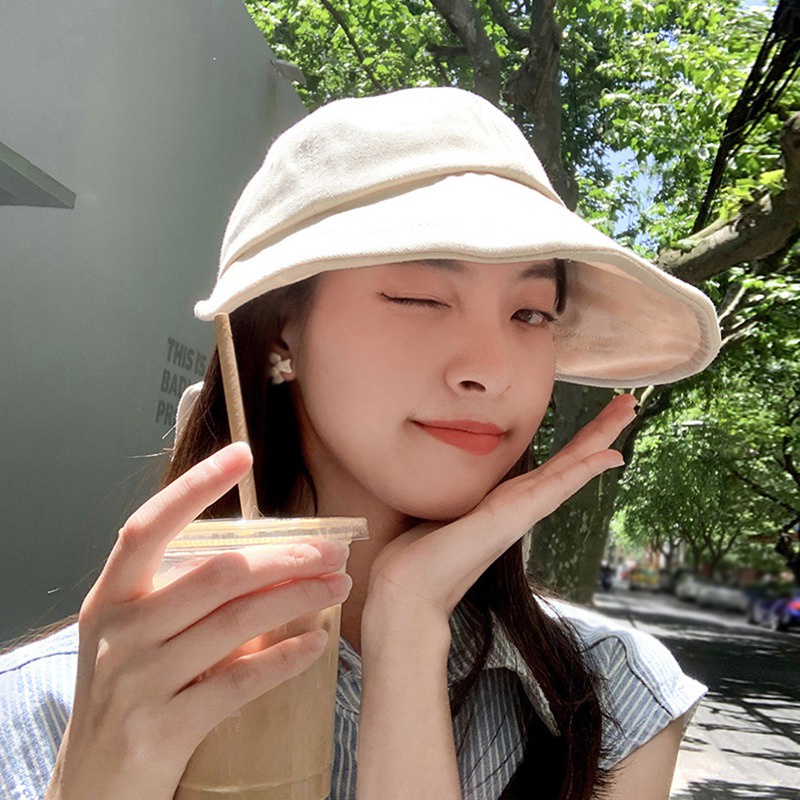 Nón Rộng Vành Phối Nơ Phong Cách Hàn Quốc