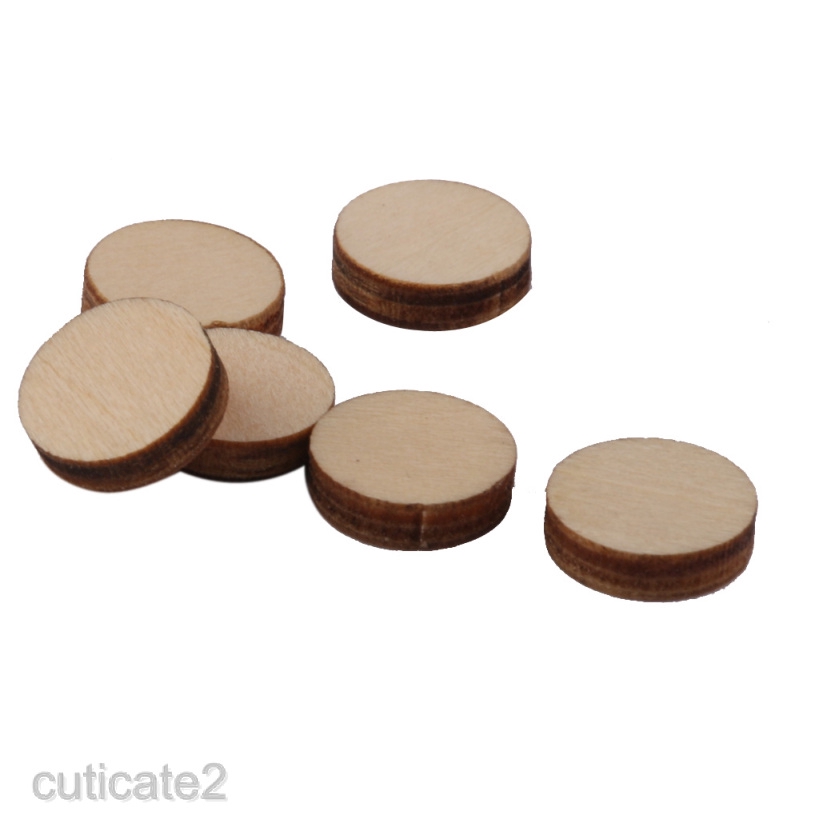 200X Plain Unfinished Wooden Round Circle Discs Embellishments Art Craft DIY