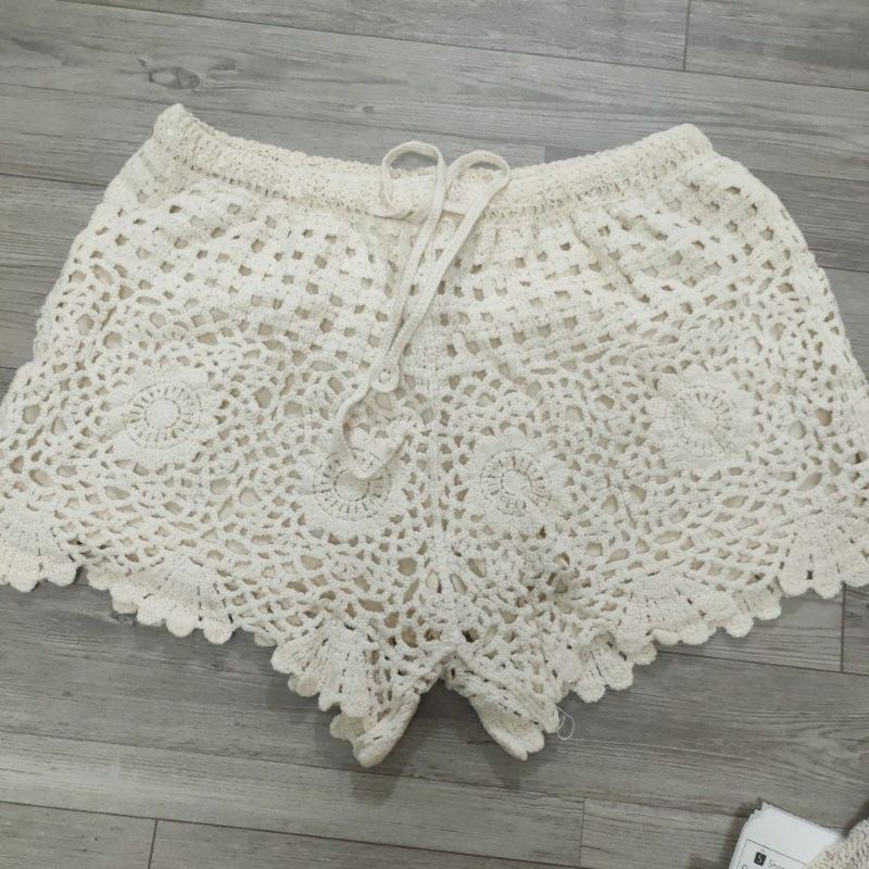Set biển - set 2 món - bra sóng + quần hoa lưới vuông