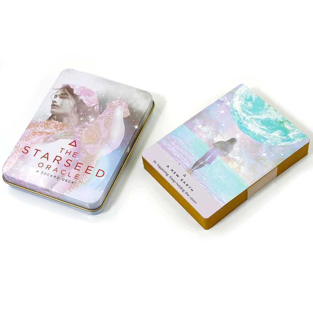 [Mạ Cạnh] Bộ Bài Starseed Oracle Hộp Thiếc Mạ Cạnh Vàng 53 Lá Tặng File Tiếng Anh Và Đá Thanh Tẩy TH89