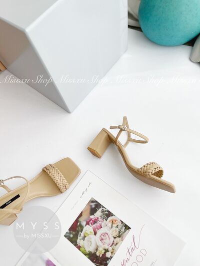Giày sandal nữ quai thắt bím gót trụ 7cm thời trang MYSS - SD124