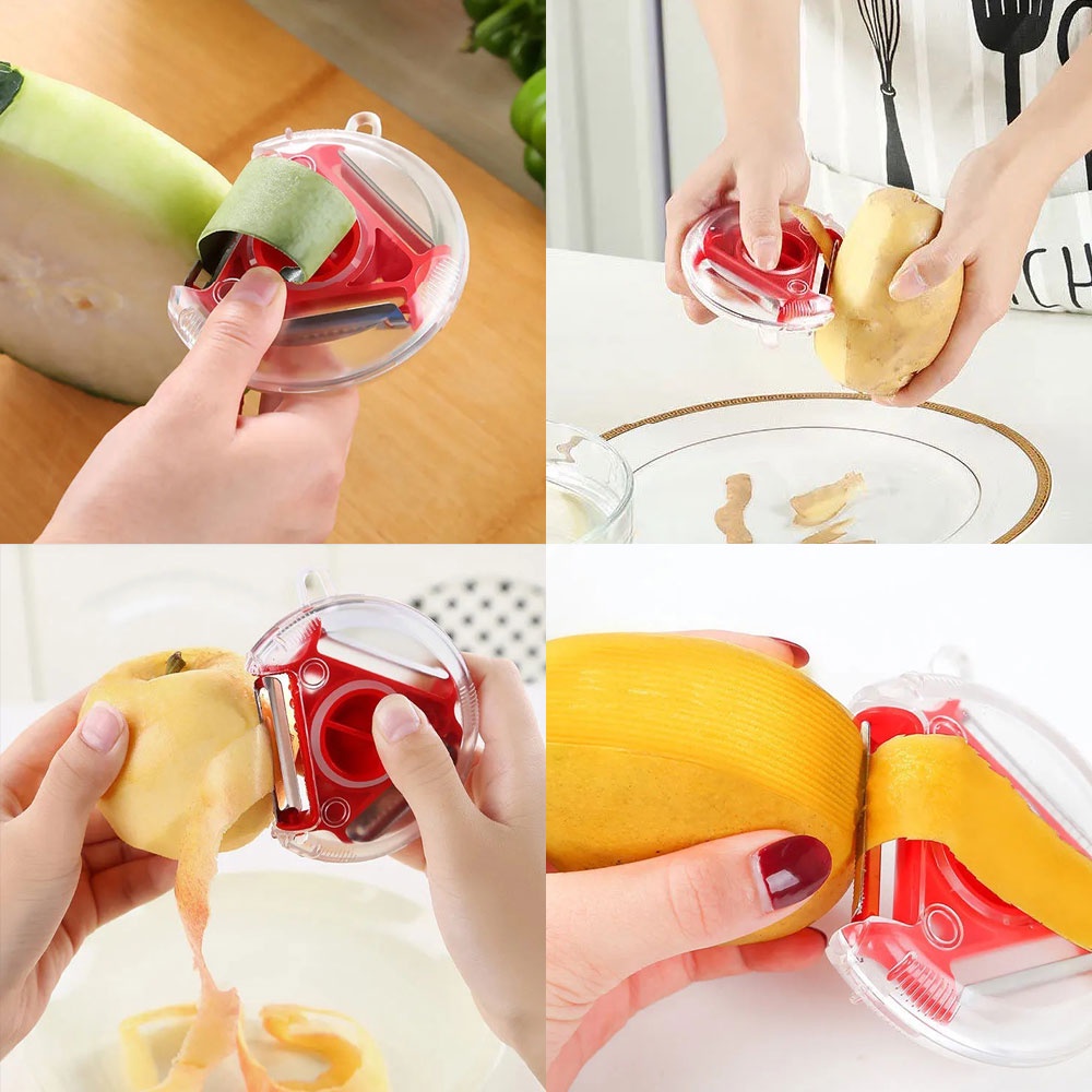 Dụng cụ gọt vỏ rau củ quả 3 trong 1 bằng thép không gỉ màu sắc ngẫu nhiên