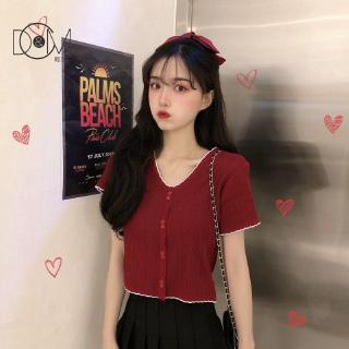 Áo dệt kim ngắn tay phong cách Hàn quốc
