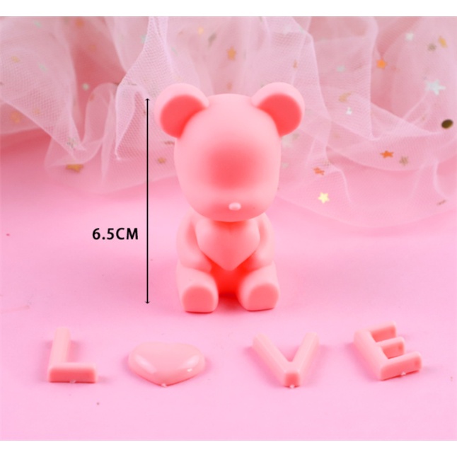 Gấu chữ LOVE nhựa hồng (set)