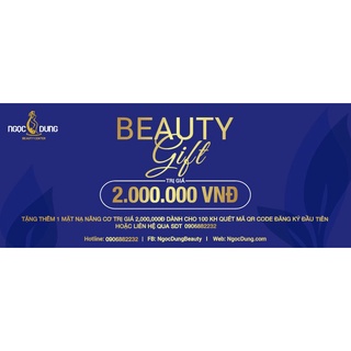 Toàn Quốc [E-voucher] Thẻ tài khoản làm đẹp trị giá lên đến 2.000.000Đ tại Thẩm Mỹ Viện Ngọc Dung