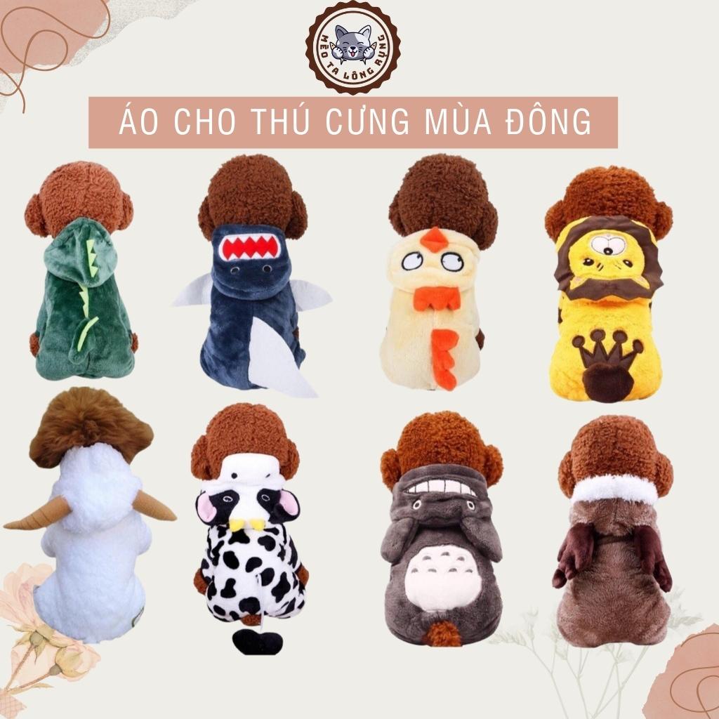 Áo bông cho chó poodle mèo con cún lớn thú cưng nỉ len mùa đông, quần áo cho chó cún poodle cái mèo con thú cưng