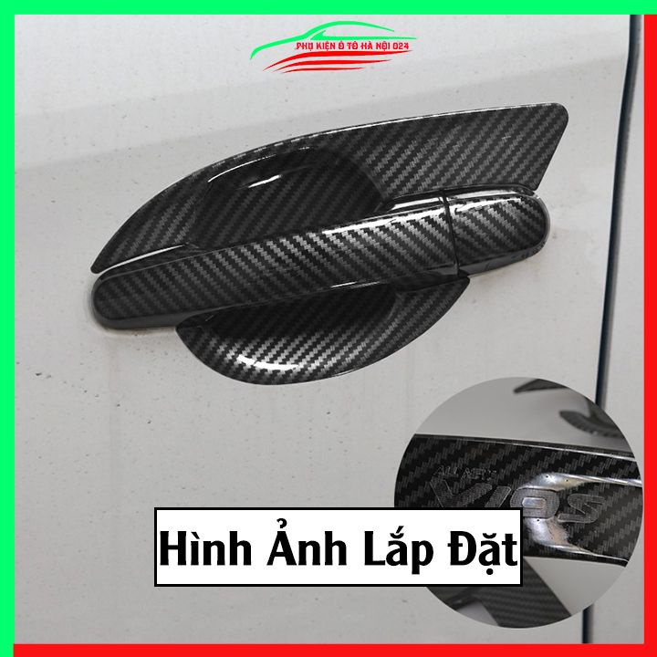 Ốp tay hõm Vios 2014-2018 vân Carbon chống trầy bảo vệ cửa xe ô tô