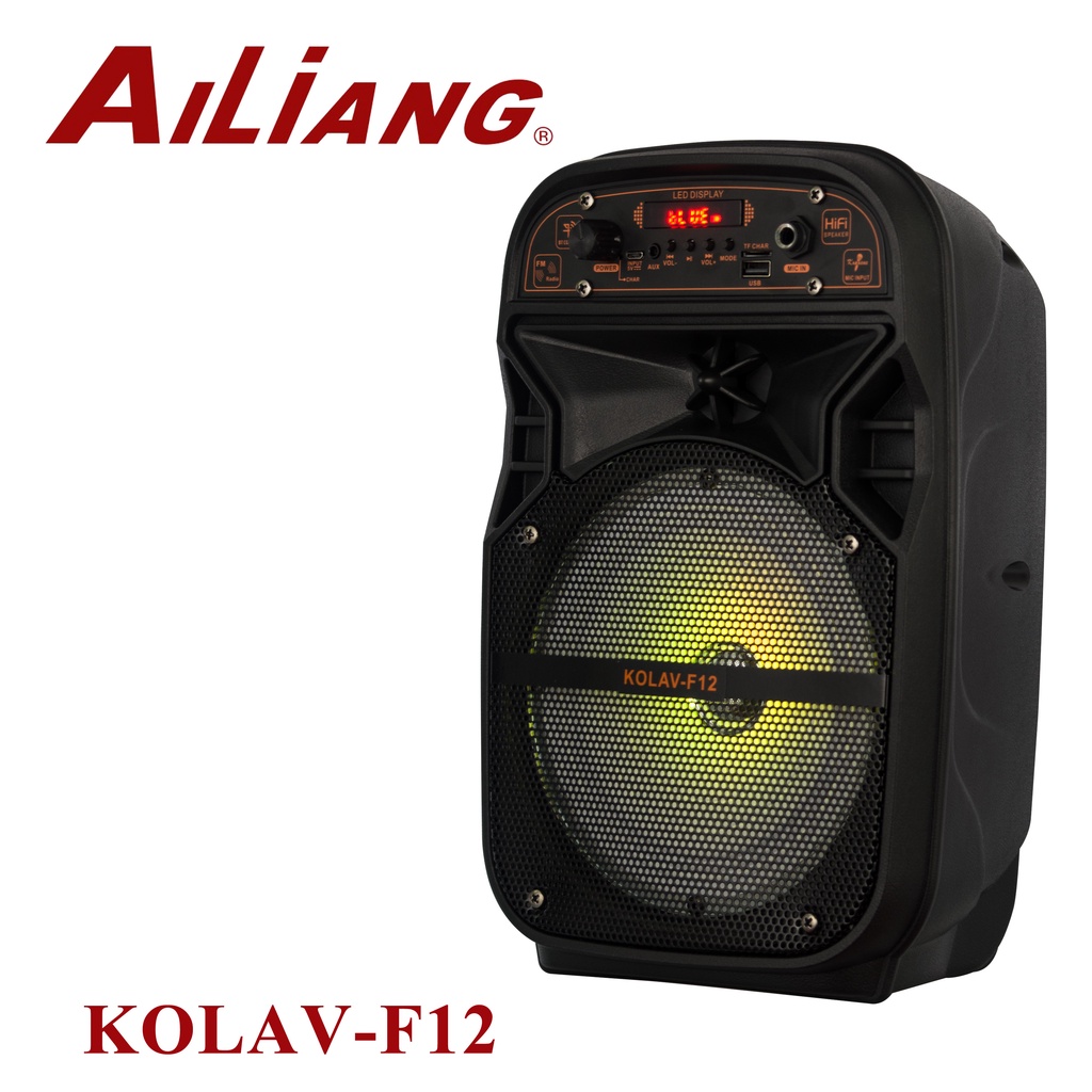 Loa Bluetooth karaoke Kalov- f12, loa mini hát karaoke dành cho gia đình, có kèm mic, dây xạc, có bảo hành
