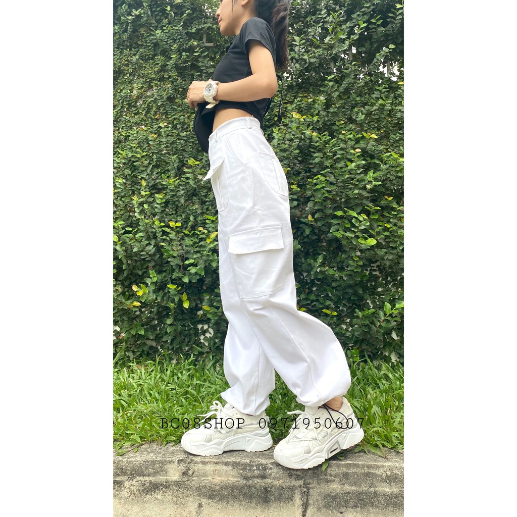 Quần Jogger Túi Hộp Màu Trắng chất vải Kaki Dầy co giãn BC309 | BigBuy360 - bigbuy360.vn