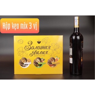 Hộp kẹo mix 3 vị bông huệ vàng 215g hàng nga