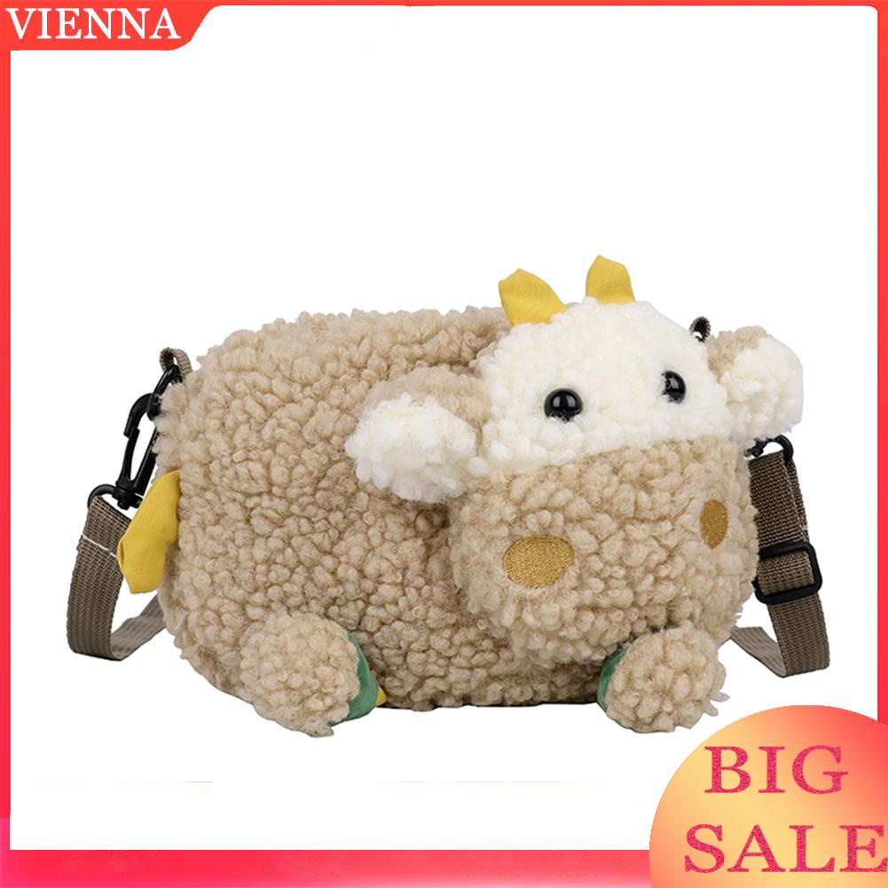 Túi Đeo Chéo Hình Con Cừu Nhồi Bông Dễ Thương Cho Nữ