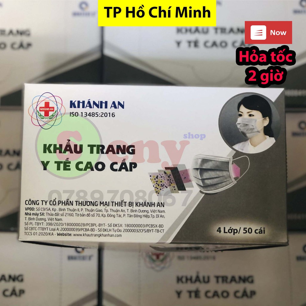 [Mã SKAMLTS7 giảm 10% đơn 150K] [Mã giảm 15K đơn 50K] Khẩu trang y tế 4 lớp màu xám Khánh An Hộp 50 cái