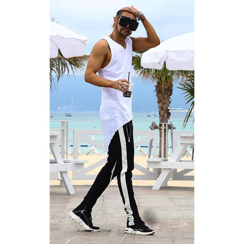 Quần Track Pants 1 sọc khóa Zip có dây Drawstrings dài  Unisex Ulzzang 5theway
