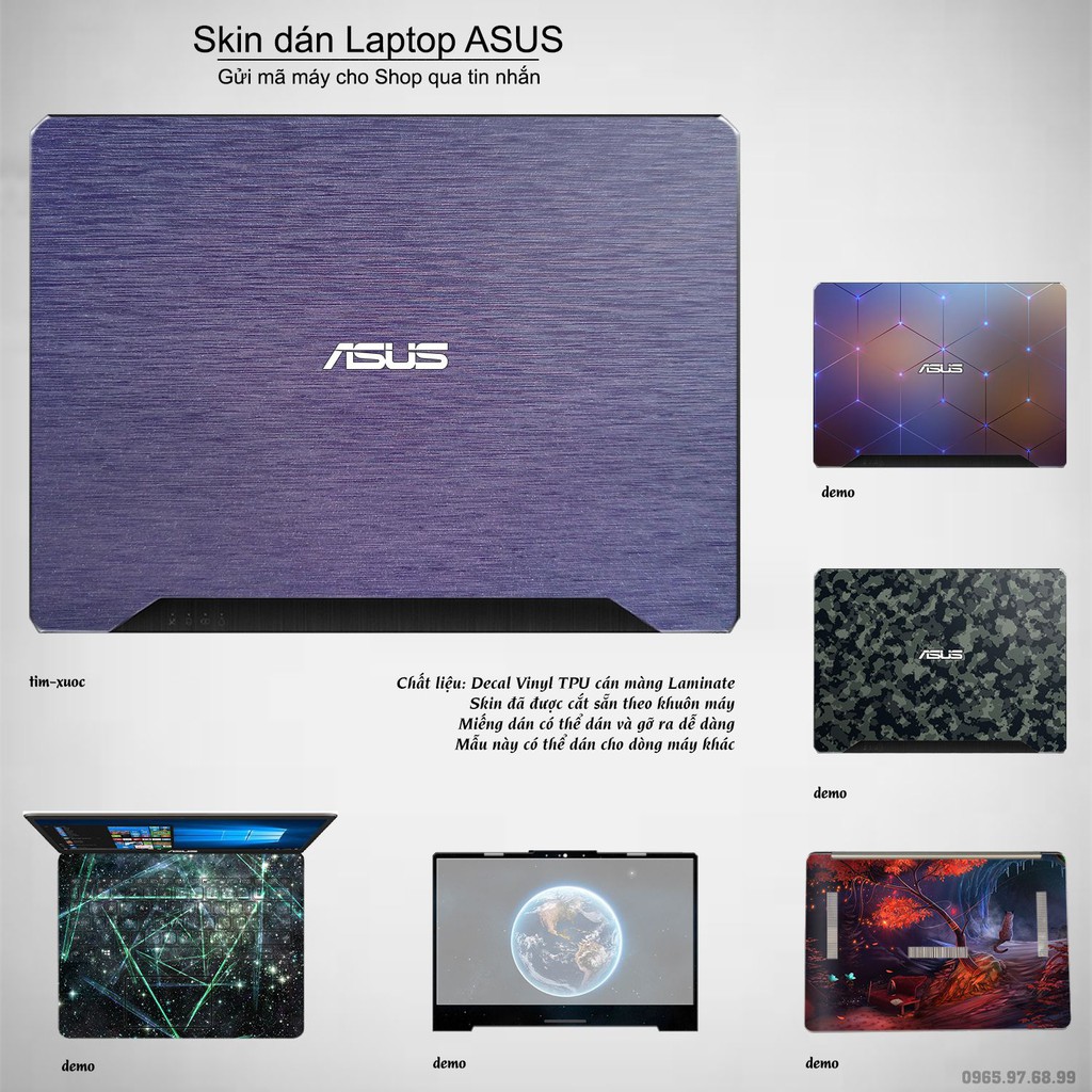 Skin dán Laptop Asus màu tím xước (inbox mã máy cho Shop)