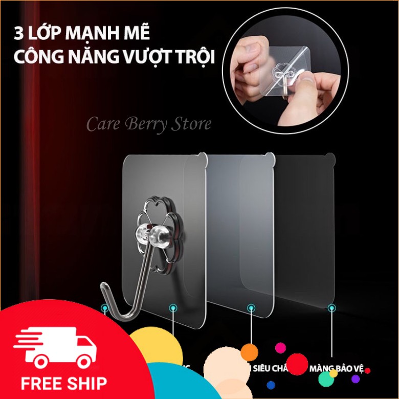 Combo 10 Móc Dán Tường Siêu Dính Chịu Lực Treo Đồ, Quần Áo, Móc Treo Nhà Tắm Nhà Bếp