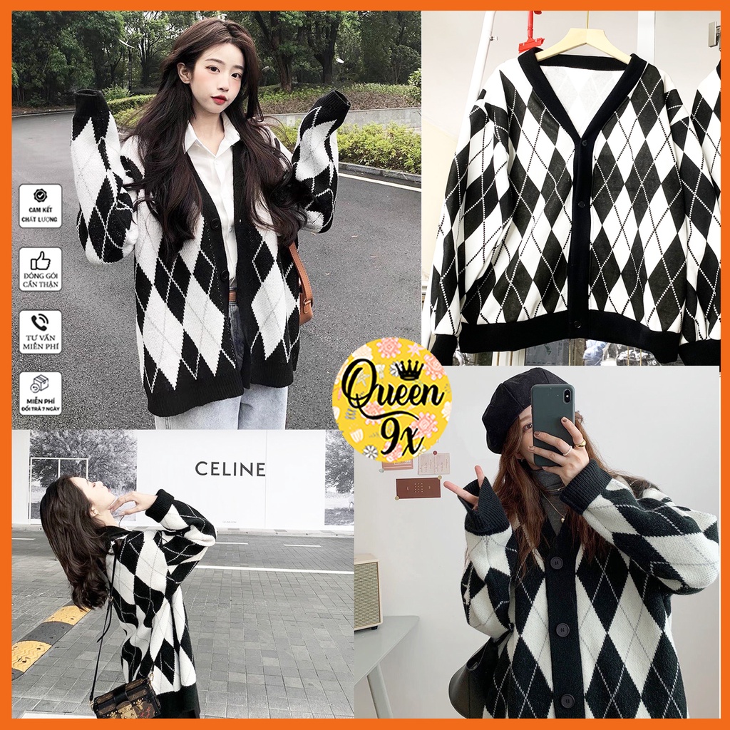 ÁO CARDIGAN, ÁO KHOÁC Nữ Kẻ Thoi Dài Tay Cho Mùa Thu Đông