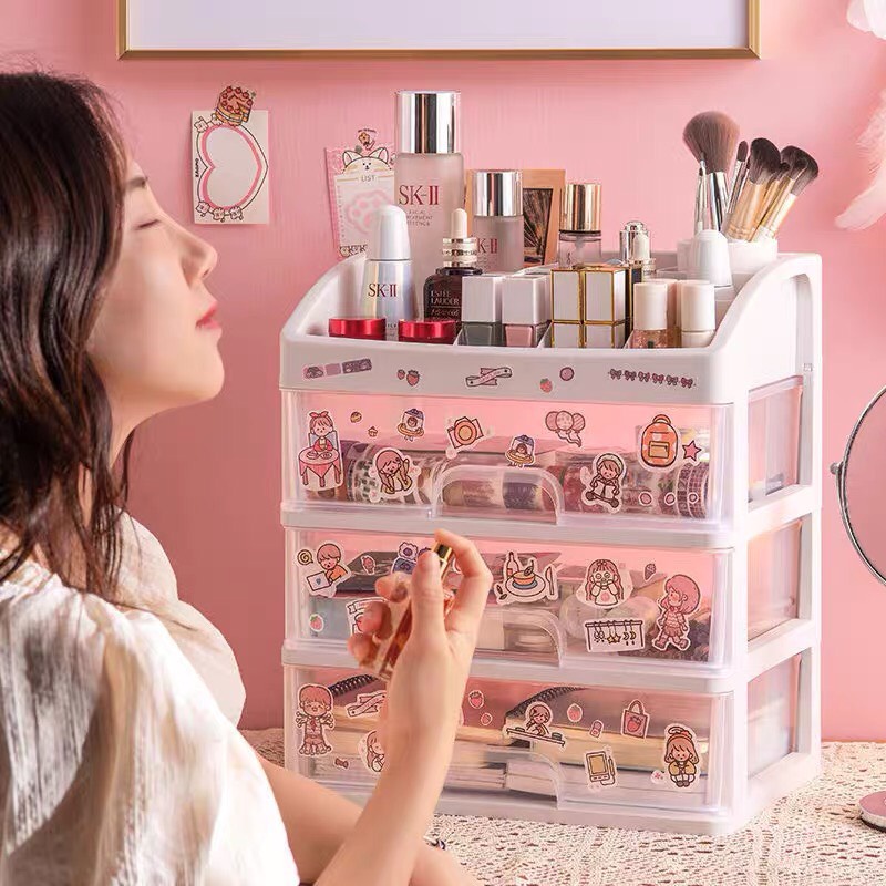 Kệ Đựng Mỹ Phẩm Đồ Trang Điểm Trang Sức 4 Tầng Ngăn Kéo Tiện Dụng
