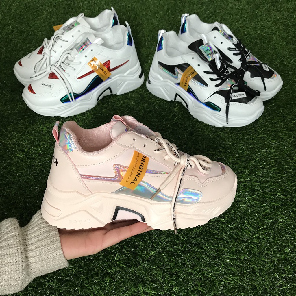 [Mã FAGREEN245 giảm 10% tối đa 30k đơn từ 99k] Giày thể thao nữ đế cao vạch phản quang ORN mới nhất 2020 HAPU ( 3 màu ) | BigBuy360 - bigbuy360.vn