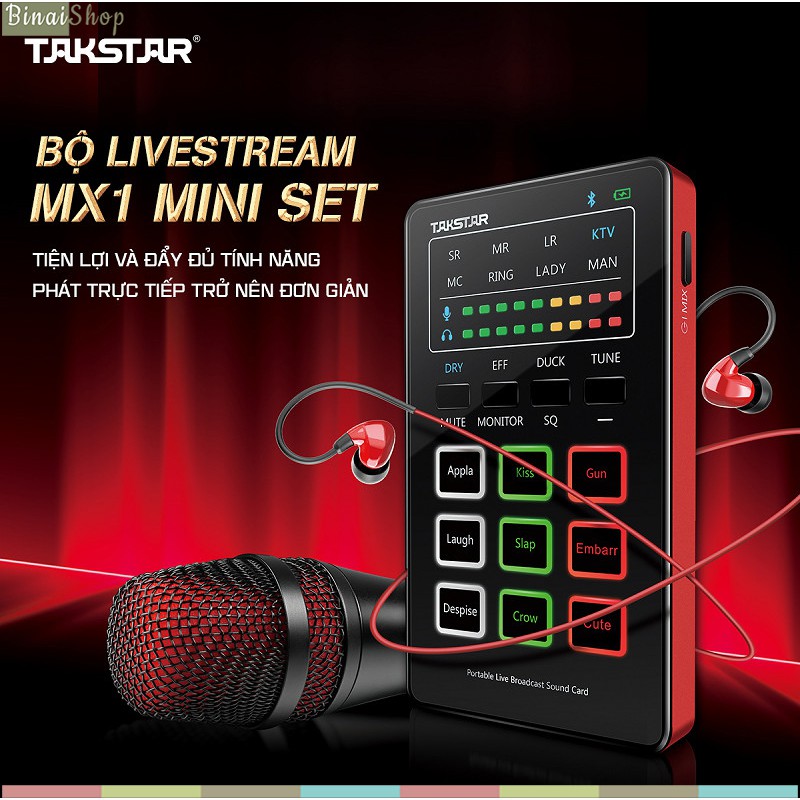 [Mã ELHACE giảm 4% đơn 300K] Combo Micro Thu Âm, LiveStream Siêu Nhỏ Gọn Takstar MX1 Mini SET