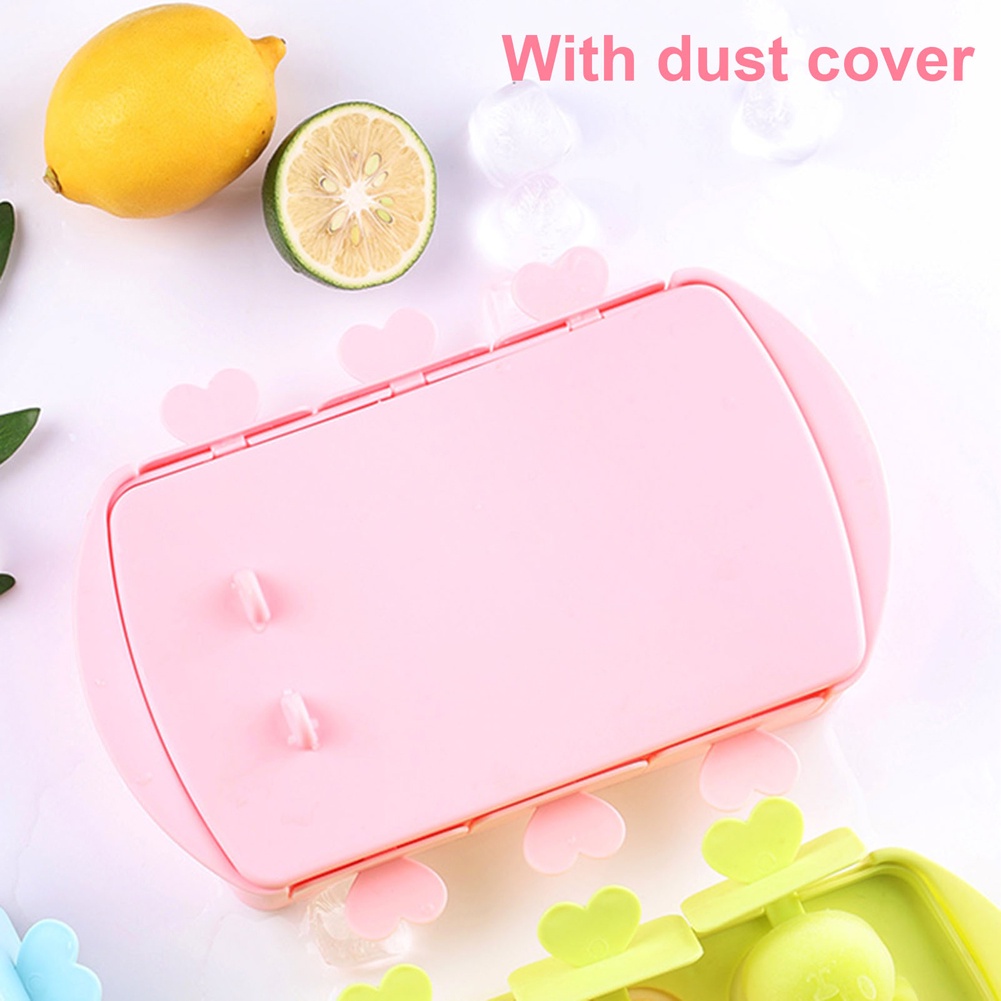 Khuôn Làm Kem Que Bằng Silicon Cấp Thực Phẩm Diy Hình Thỏ Hoạt Hình Có Nắp Và Que