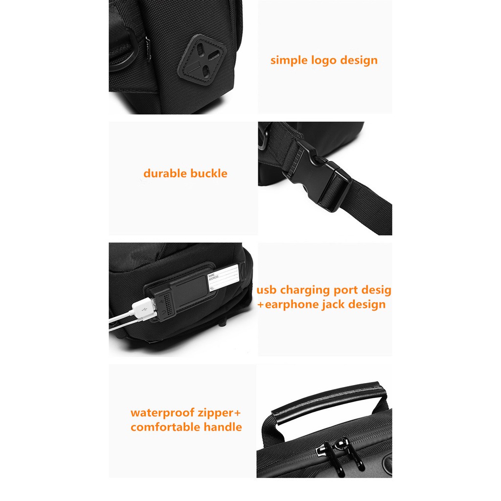 YILIONGDAQI Túi Đeo Chéo Chống Trộm Có Cổng Sạc USB Cho Nam