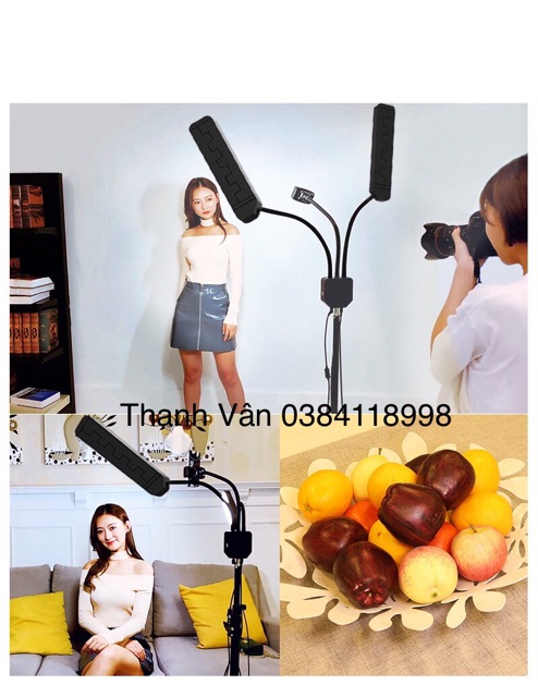 ĐÈN LED 2 NHÁNH LIVESTREAM,MAKEUP,STUDIO,PHUN XĂM,SPA,THẨM MỸ VIỆN...