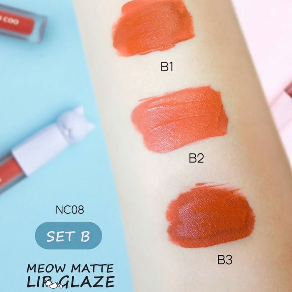 Set Son Mèo Nee Ni Coo Meow Matte Lip Glaze