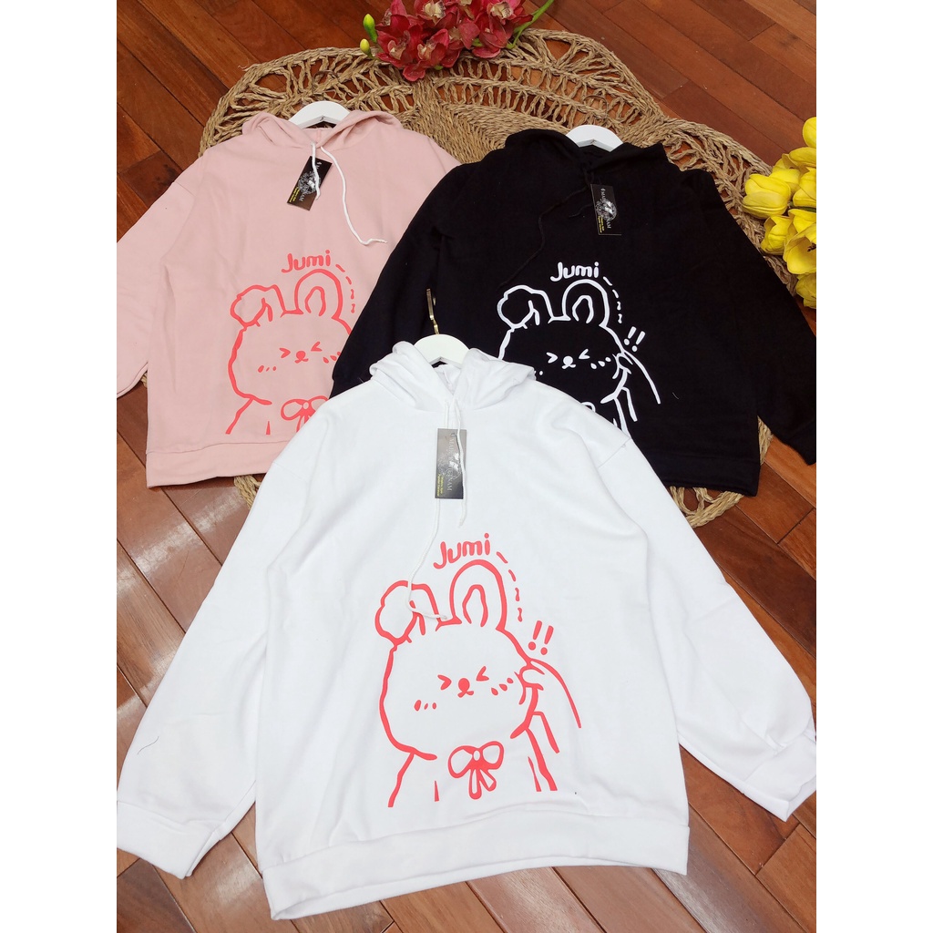 Áo hoodie thỏ đáng yêu chất liệu nỉ 000868
