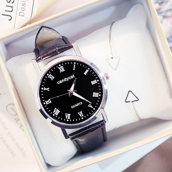 Đồng Hồ Đôi Candycat 16 Dây Da Mặt Tròn Thời Trang Dễ Thương | BigBuy360 - bigbuy360.vn