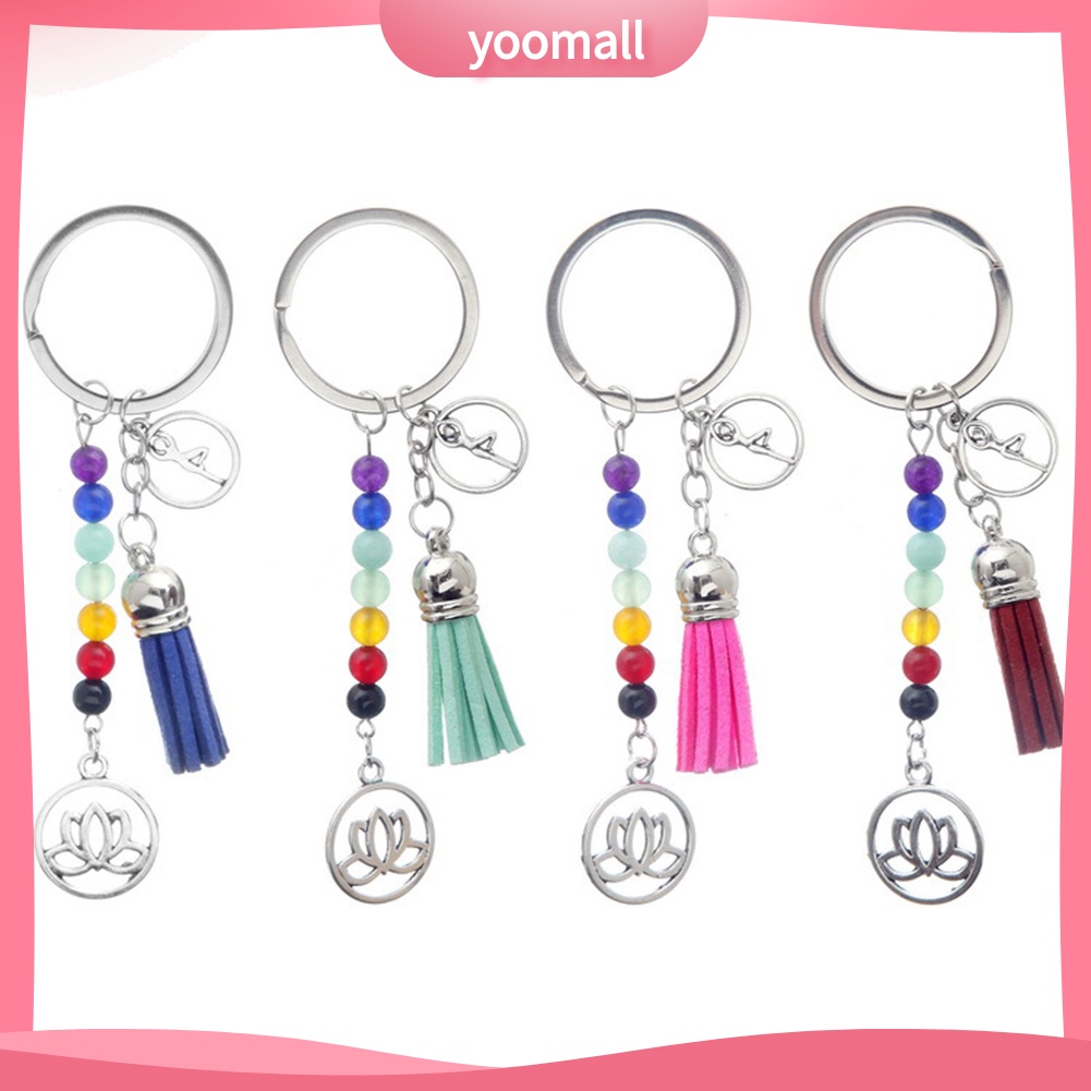 Dây móc khóa hình hoa sen đính tua rua xinh xắn