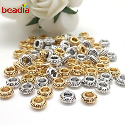 Bộ 50 Hạt Kim Loại Beadia Hình Tròn Kích Thước 7x3mm Dùng Làm Trang Sức DIY