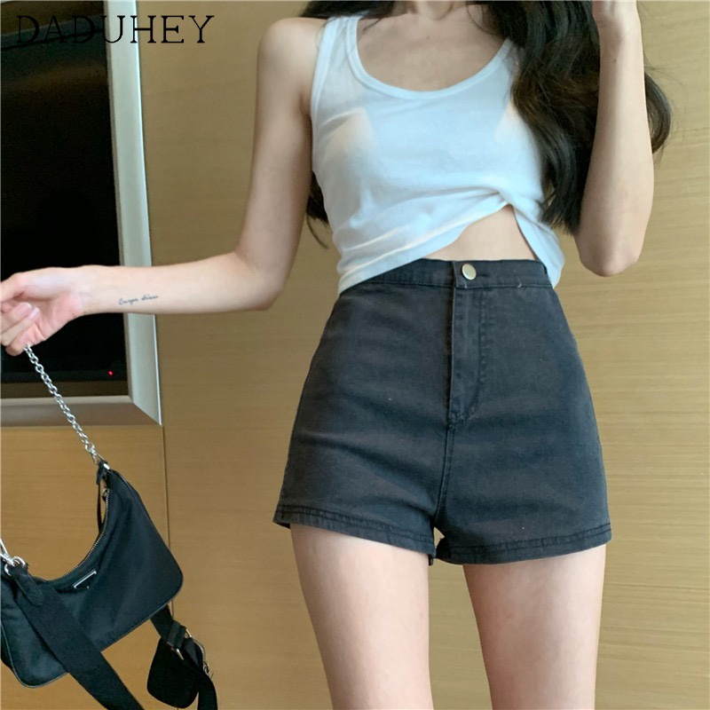 Quần short denim daduhey xẻ tà nhỏ nâng mông eo cao thời trang cho nữ