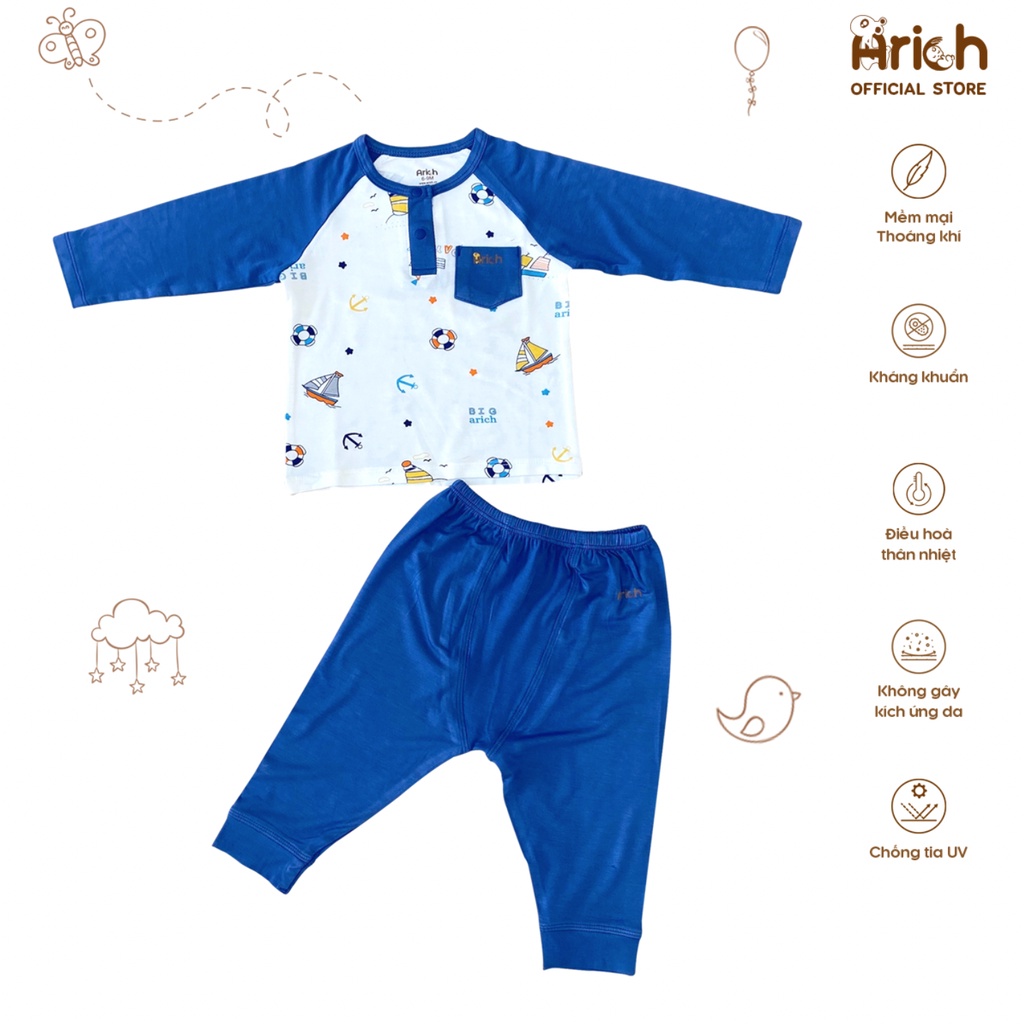 Set trang phục Arich dài tay họa tiết cho bé yêu từ 6m - 4y