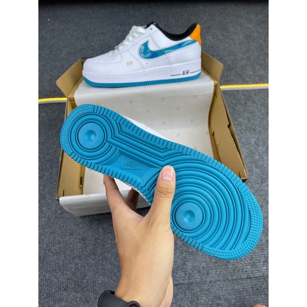 GIÀY AF1 LOW TRẮNG XANH GÓT CAM DA THẬT LAI AU