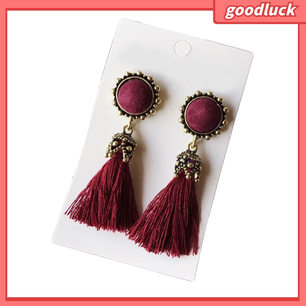 Đôi Bông Tai Dáng Dài Phối Tua Rua Thời Trang Cho Nữ