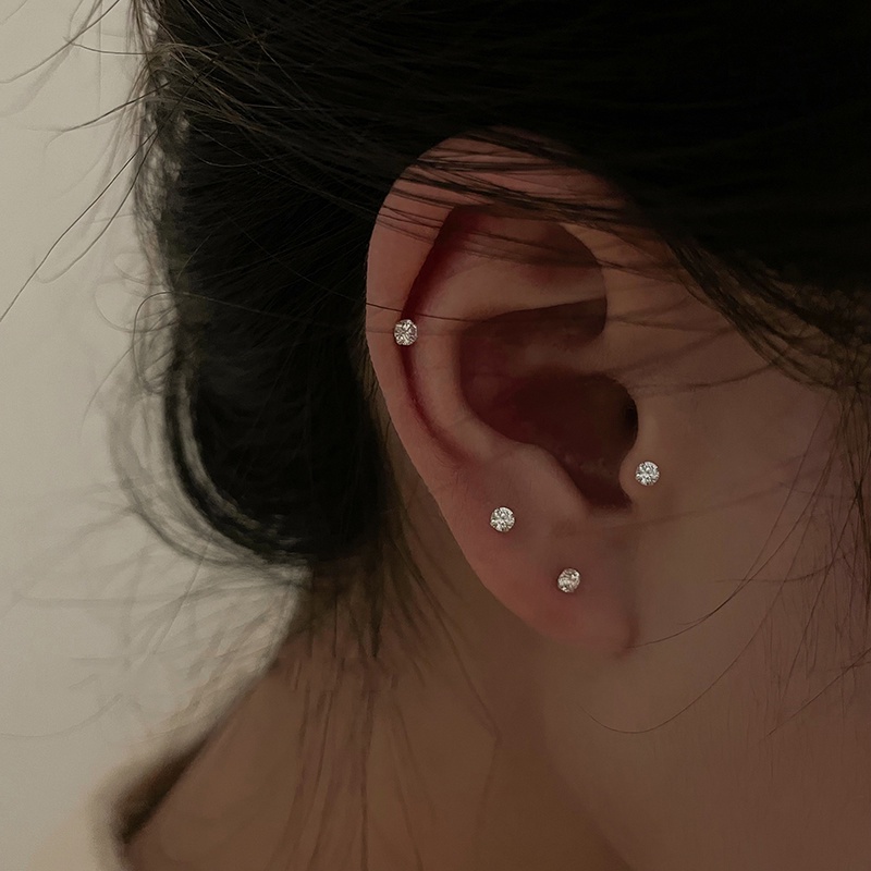 1 Đôi Bông Tai Bạc S925 Đính Đá Zircon Hình Vương Miện Cho Nam Nữ