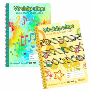 Vở chép nhạc lò xo Klong - 80 trang; Ms 008 - sỉ ib