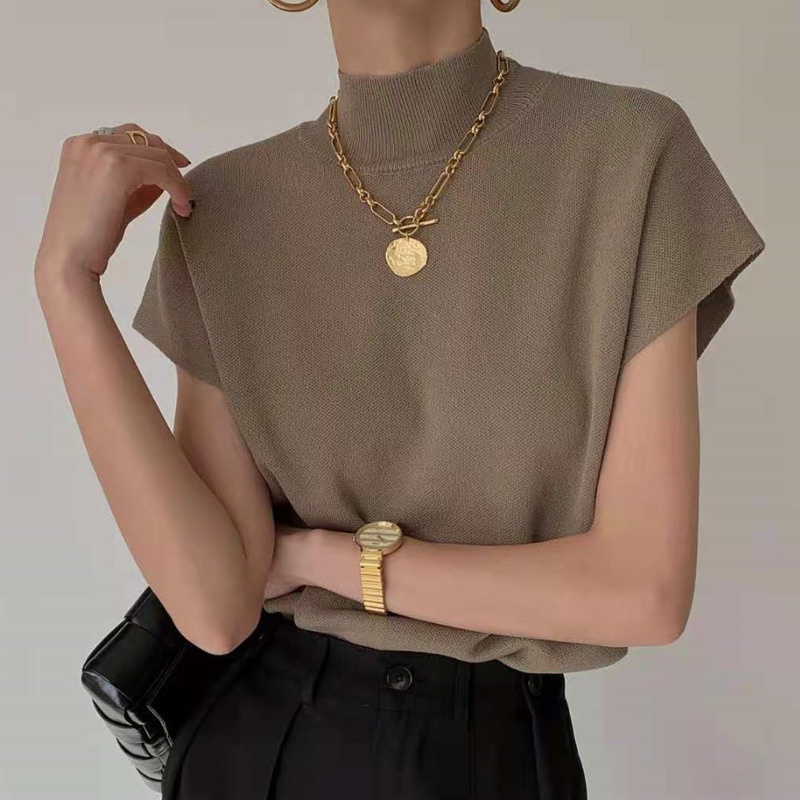 Áo Dệt Kim Cổ Cao Thời Trang Hàn Quốc Đơn Giản Dễ Phối Đồ