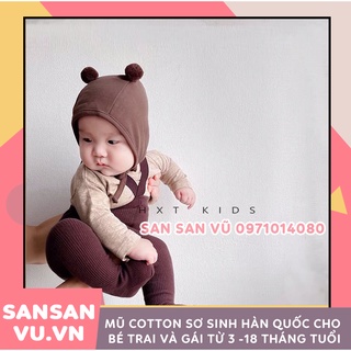 Mũ cotton sơ sinh Hàn Quốc dễ thương cho bé trai và gái từ 3 -18 tháng tuổi